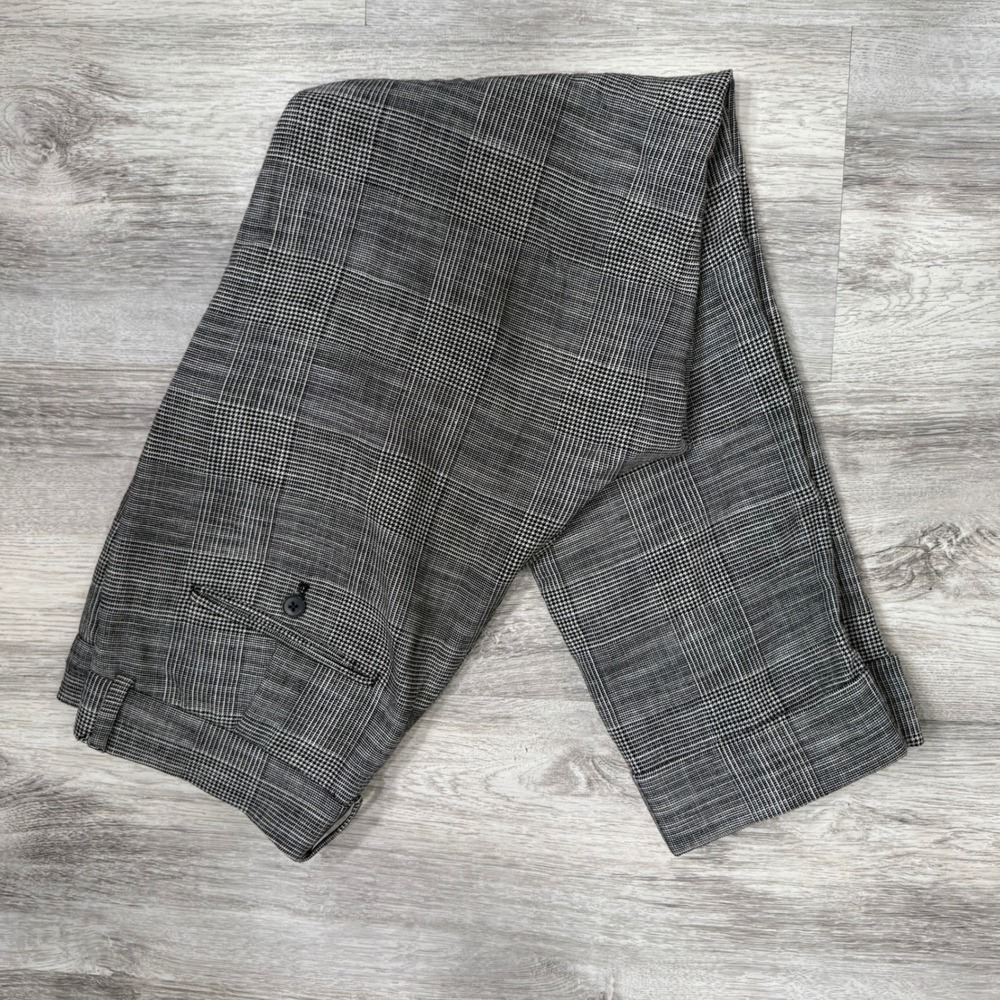 Club Monaco‎ Plaid Tailored Dress Pants Trousers Grey Black Mens Size 32